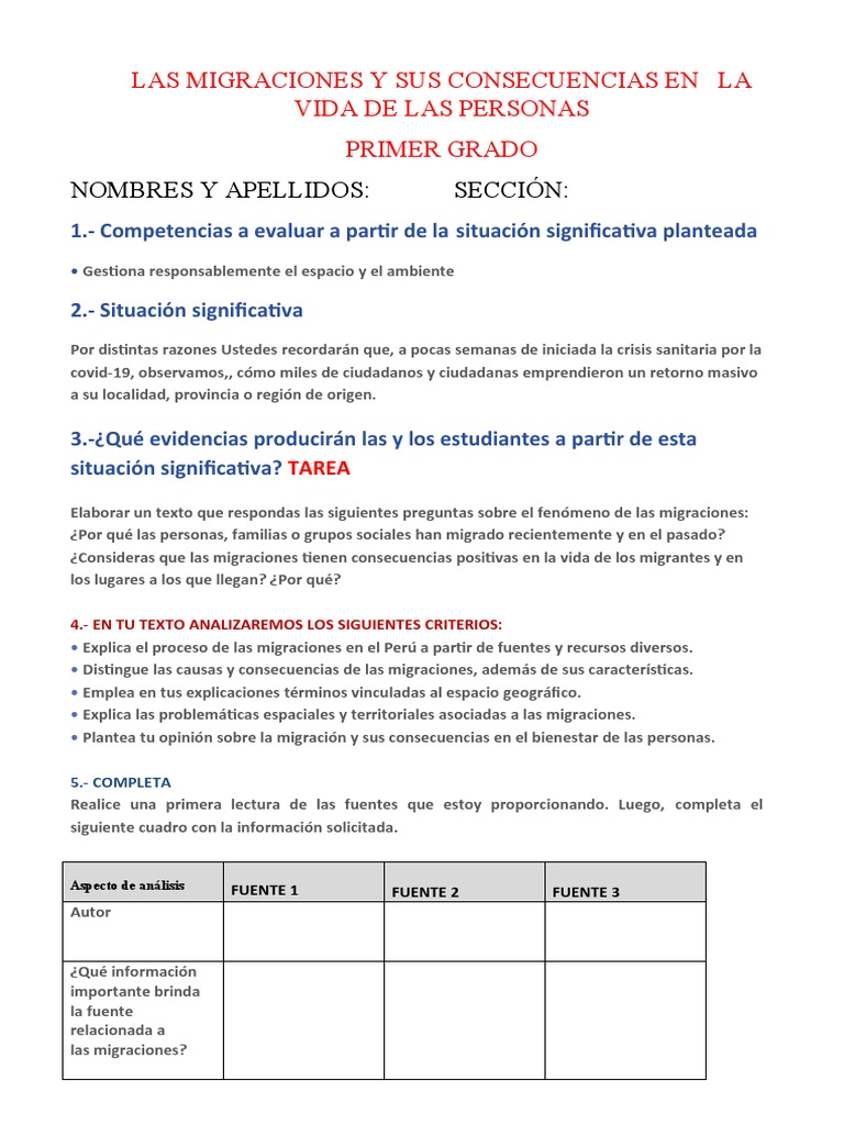Las Migraciones y Sus Consecuencias en La Vida de Las Personas | PDF ...