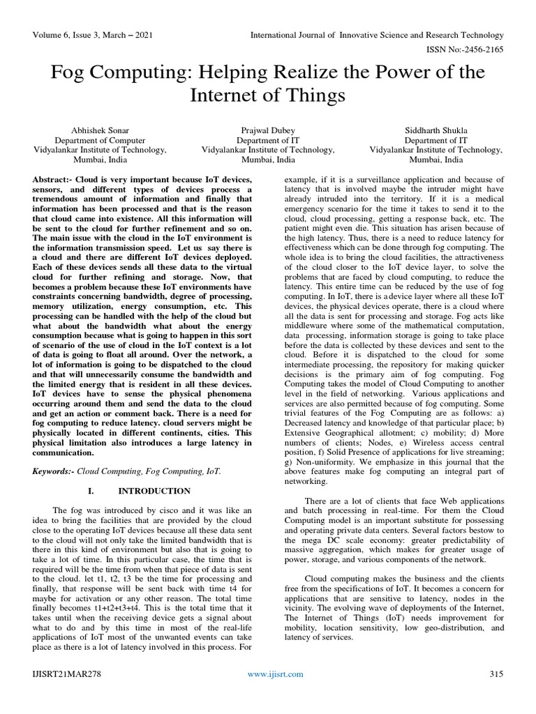 Fog Computing Helping Realize The Power of The Internet of Things | PDF ...