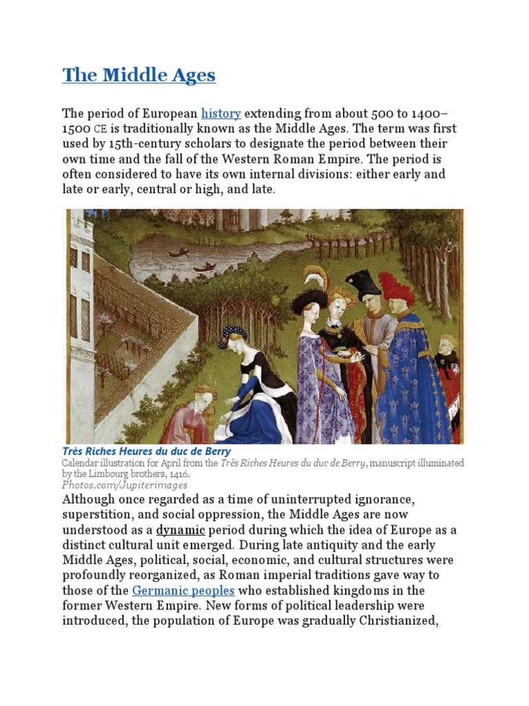 Overview of the Middle Ages (500-1500 CE) | PDF