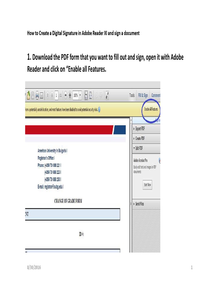 The PDF Form That You Want To Fill Out and Sign, Open It With Adobe ...