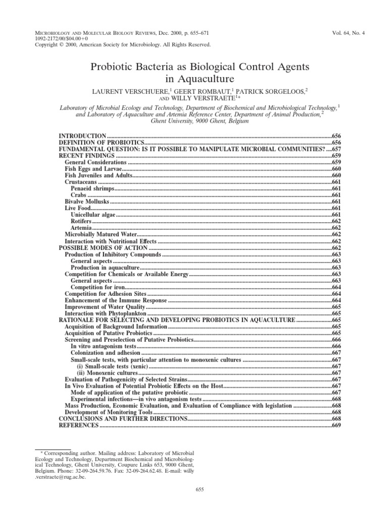 Probiotic Bacteria As Biological Control Agents in Aquaculture | PDF ...