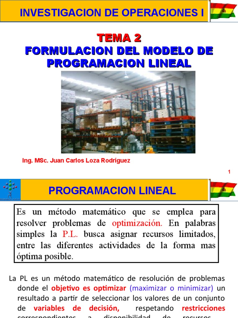 Tema 2 Formulacion Del Modelo de PL | PDF | Programación lineal |  Optimización Matemática