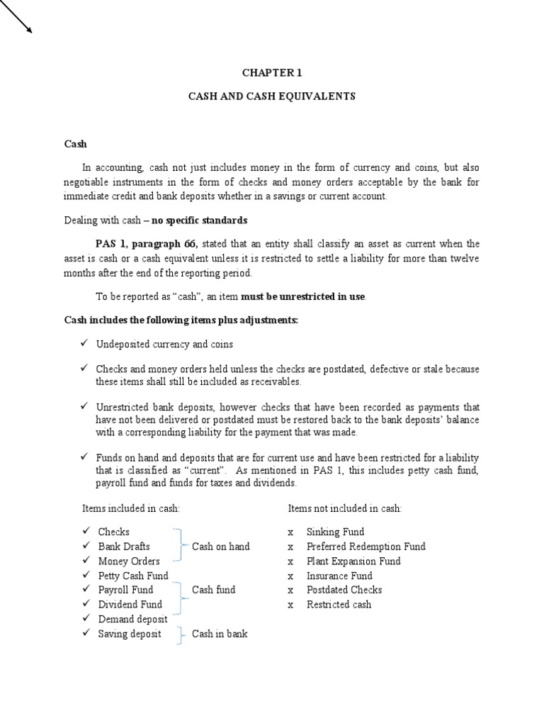 Cash and Cash Equivalents PDF Cheque Overdraft