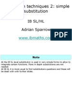 Integration Techniques 2: Simple Substitution: Ib SL/HL Adrian Sparrow