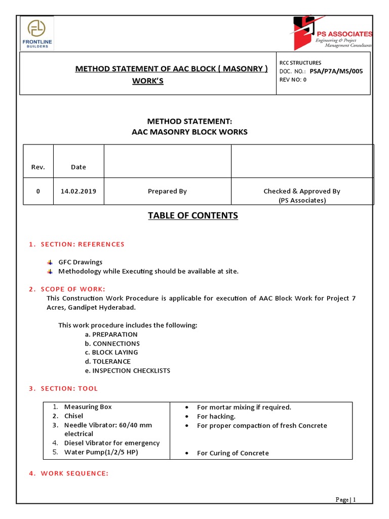 Block Work Masonry Methodology | PDF | Masonry | Concrete