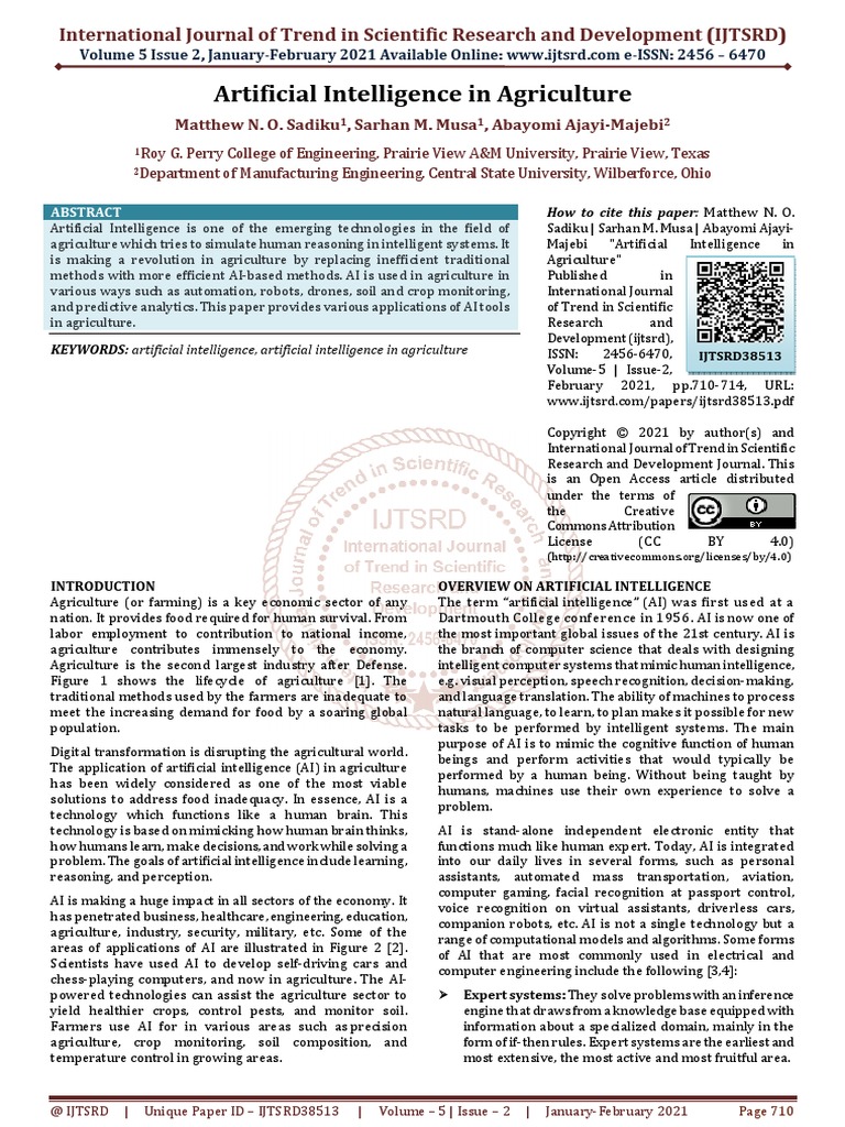 ARTIFICIAL INTELLIGENCE IN AGRICULTURE BOOK PDF intelligence overview