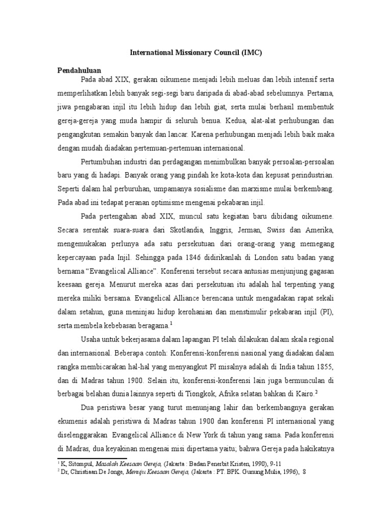 Sejarah International Missionary Council | PDF