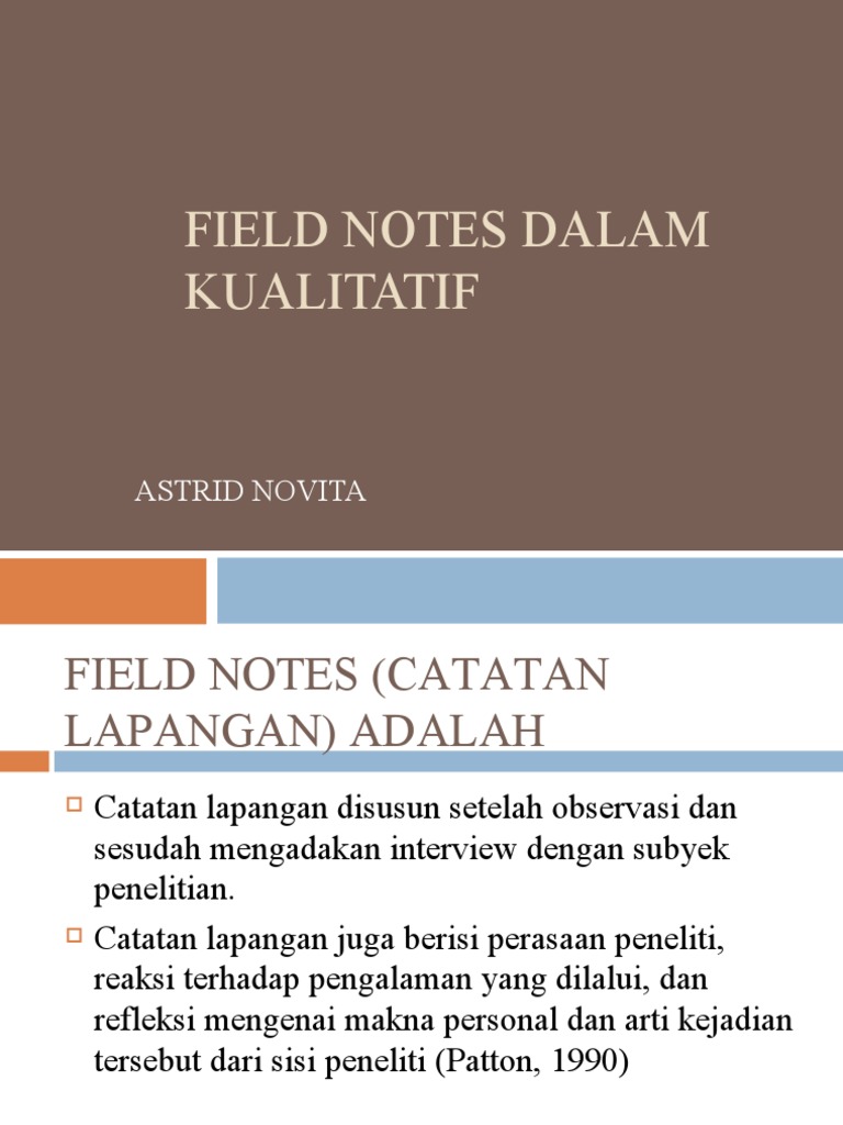 Field Notes Dalam Kualitatif | PDF | Kajian Bahasa Asing | Seni