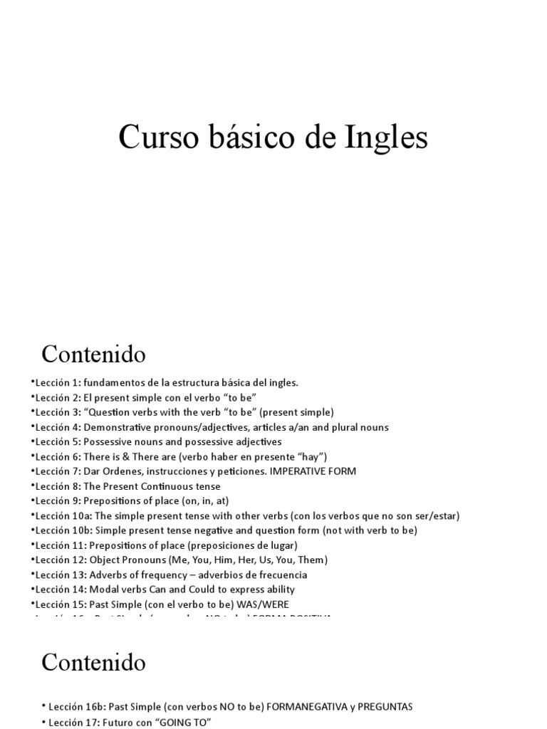 Curso Básico de Ingles | PDF | Mecánica del lenguaje | Lingüística