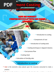 Garment Costing: Bahir Dar University Ethiopian Institute of Textile and Fashion Technology 2021