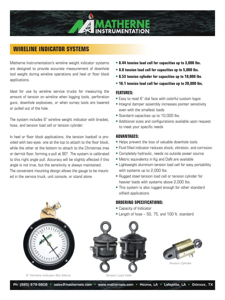Matherne Wireline Weight Indicator Systems | PDF | Metrology ...