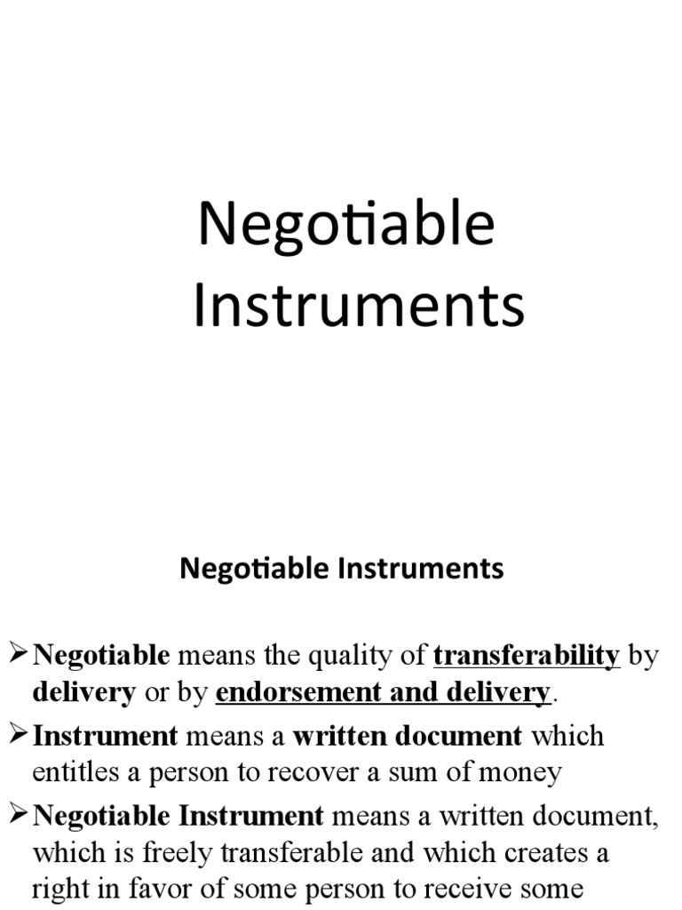 Understanding Negotiable Instruments | PDF | Negotiable Instrument | Cheque