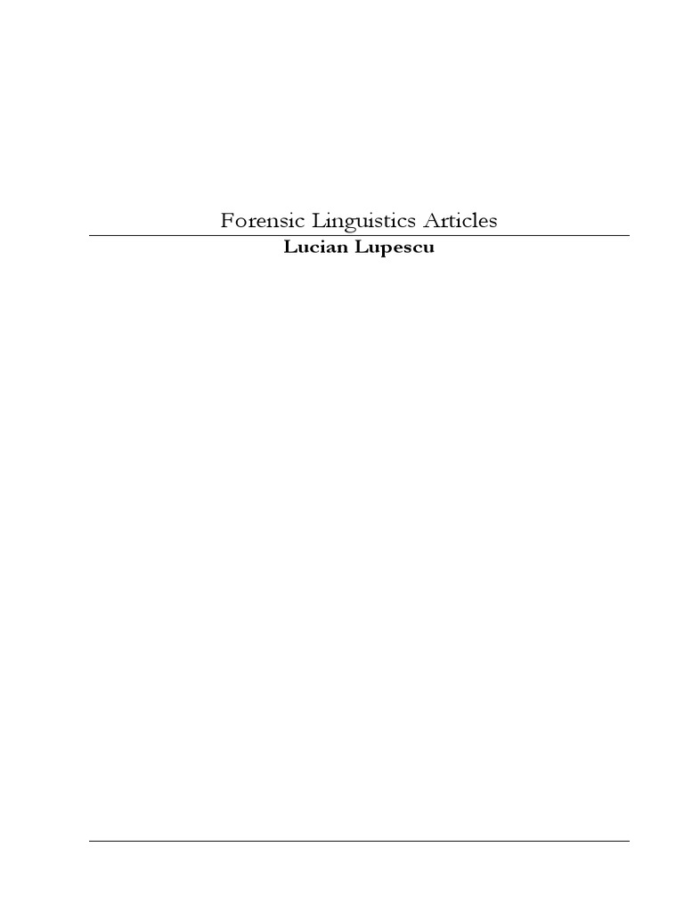 Forensic Linguistics Articles | PDF | Forensic Science | Linguistics