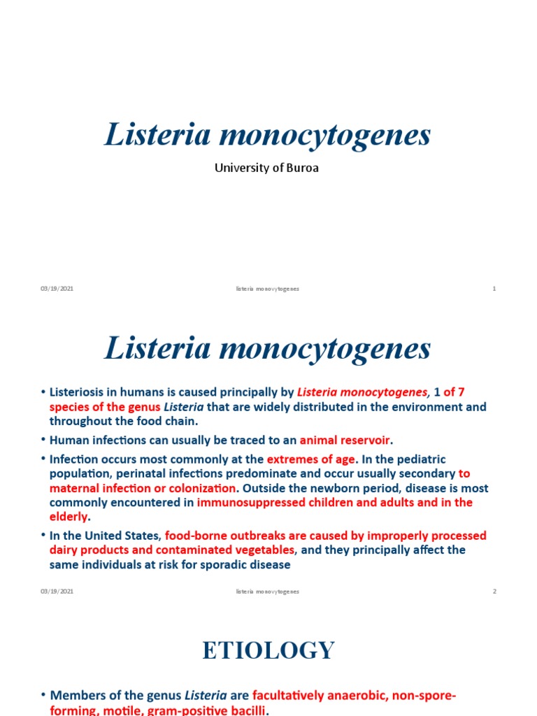 Listeria Monocytogenes 1 Infection Medical