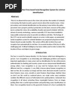 Abstract:: Case Study of Real Time Based Facial Recognition System For Criminal Identification