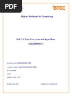 Higher Nationals in Computing: Unit 19: Data Structures and Algorithms Assignment 1