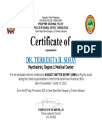 Certificate of Appreciation: Dr. Terresita H. Sison