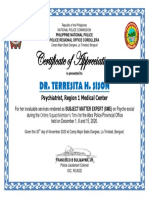 Certificate of Appreciation: Dr. Terresita H. Sison