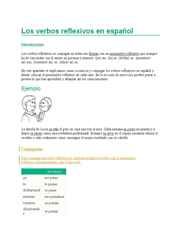 Verbos Reflexivos en Español: Guía Completa | PDF | Verbo | Asunto ...