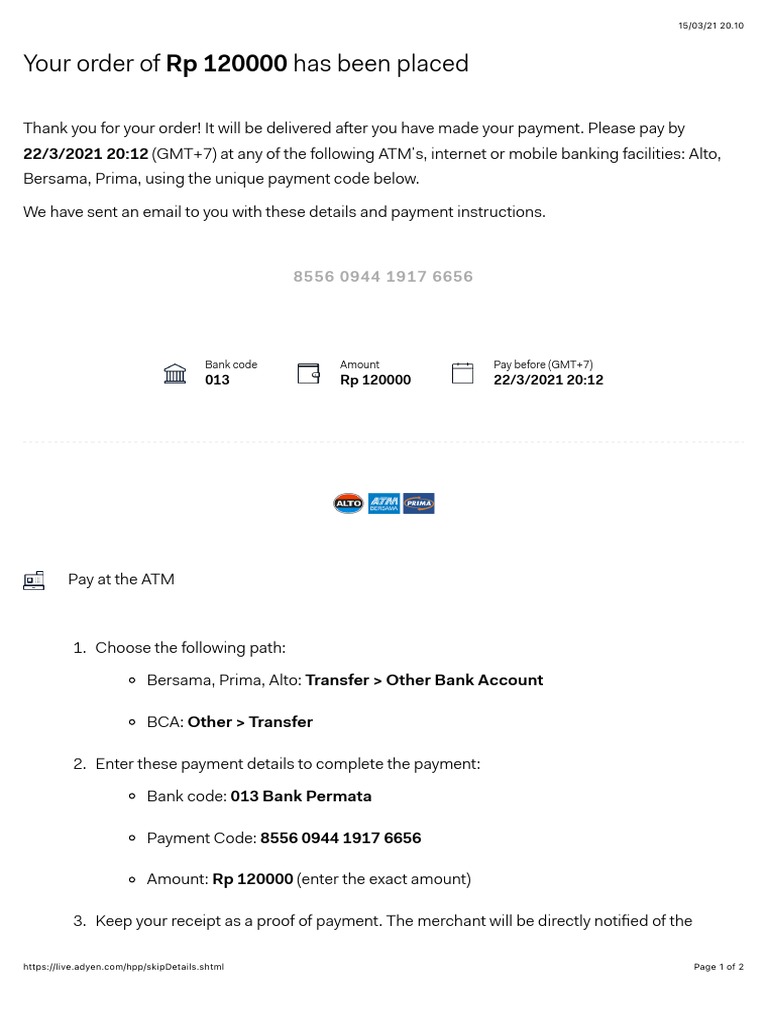Your Order of RP 120000 Has Been Placed | PDF | Payments | Services ...