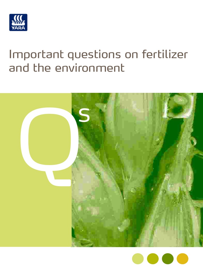 Important Questions On Fertilizer and The Environment PDF
