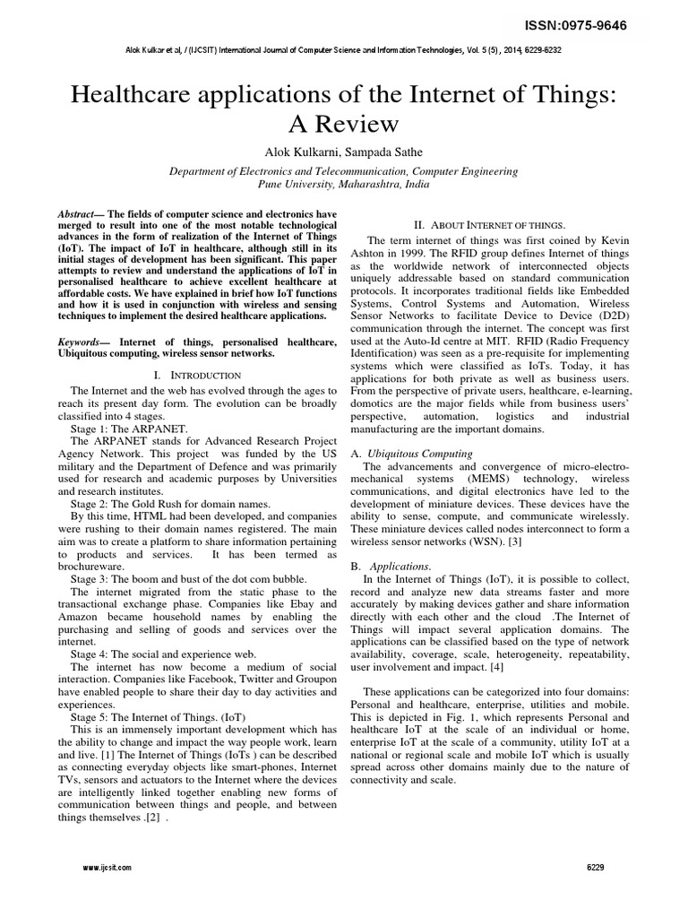 IoT Applications in Personalized Healthcare | PDF | Internet Of Things ...