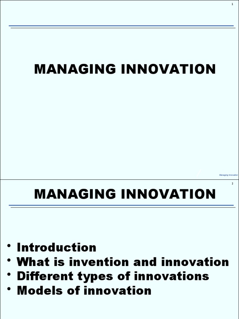 Chap 1 Innovation | PDF | Innovation | Research And Development