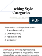 Teaching Style Categories: Susana Marie D. Diampoc, Tiii