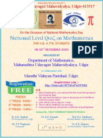 National Mathematics Day Quiz for UG & PG Students