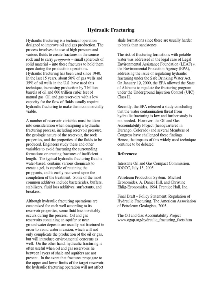Hydraulic Fracturing Explained: Process & Impact | PDF | Hydraulic ...