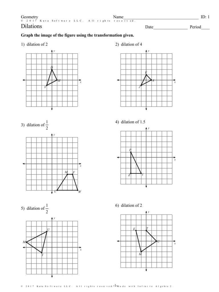 Dilation Worksheet  PDF Inside Dilations Worksheet With Answers