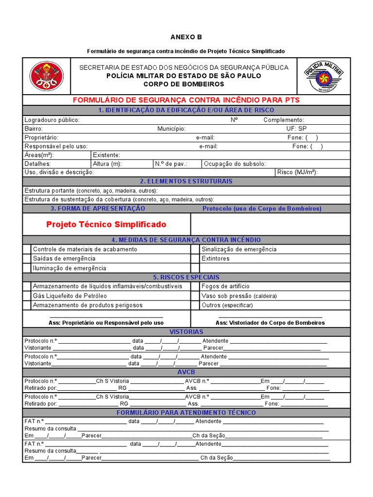 IT-01 ANEXO B - Formulário de Segurança Contra Incêndio de Projeto ...