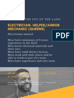 ELECTRICIAN - Helper - Junior Mechanic (Queens)