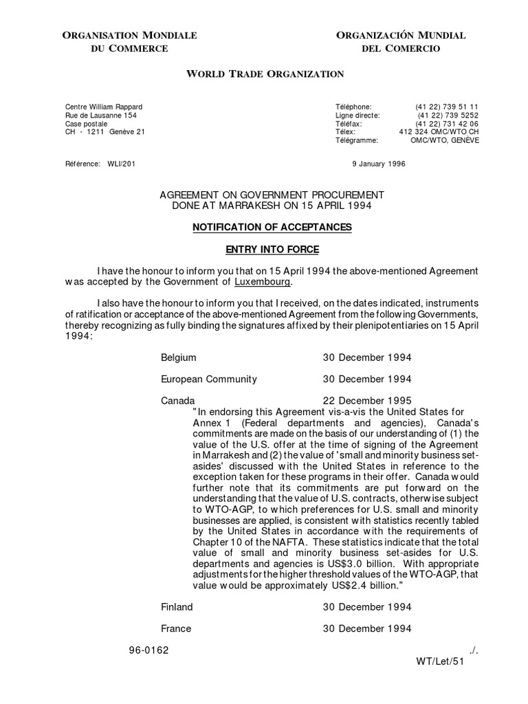 O M O M C C W T O: Rganisation Ondiale Rganización Undial DU... DEL Omercio | PDF | World Trade Organization | International Law