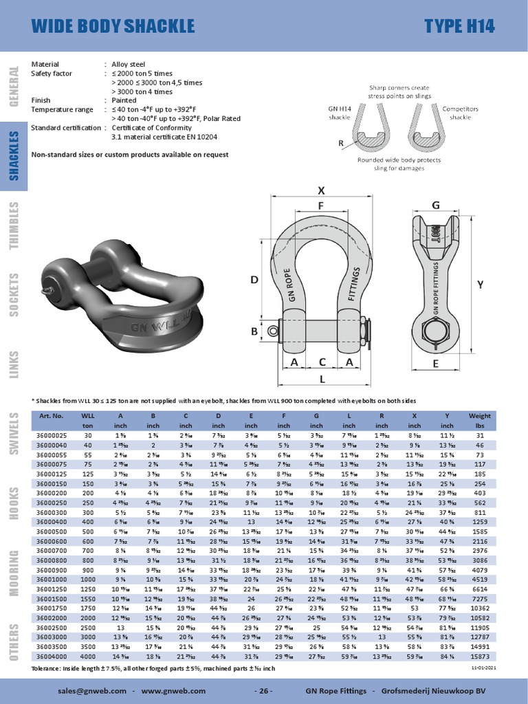 Type H14 Wide Body Shackle: Non-Standard Sizes or Custom Products ...