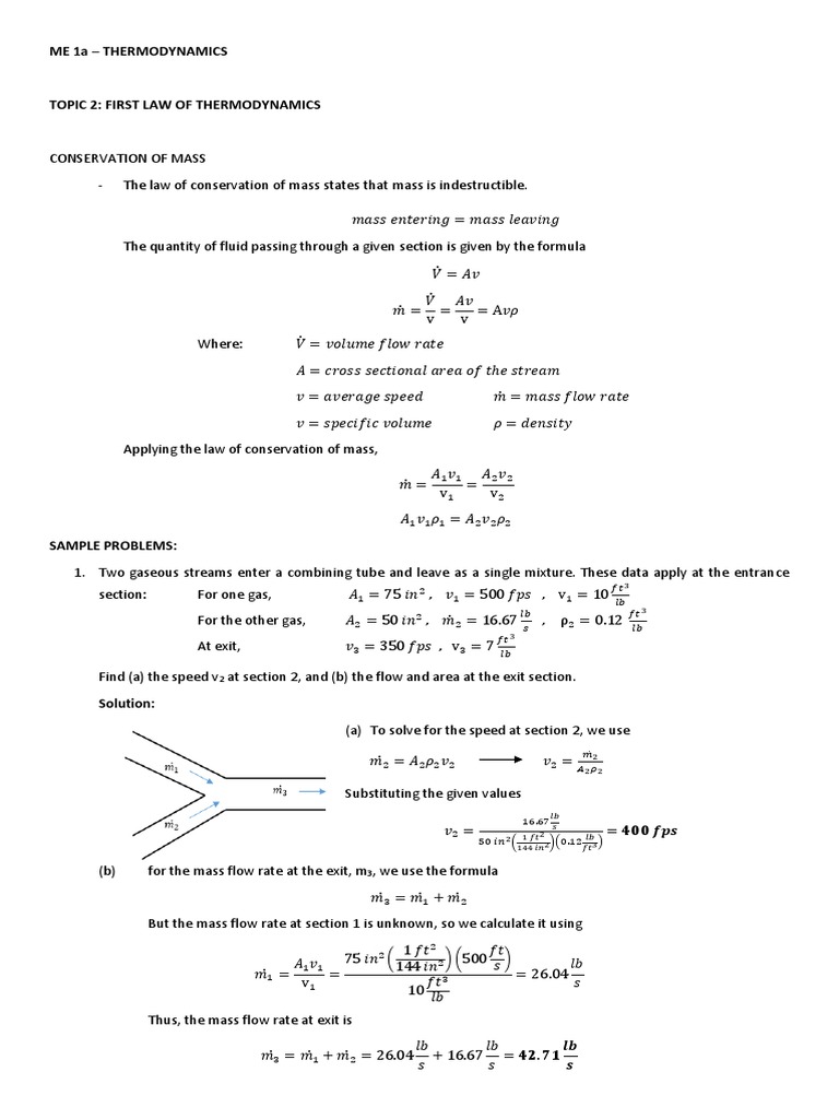 ME 1a - TOPIC 2 First Law of Thermodynamics | PDF | Enthalpy | Heat
