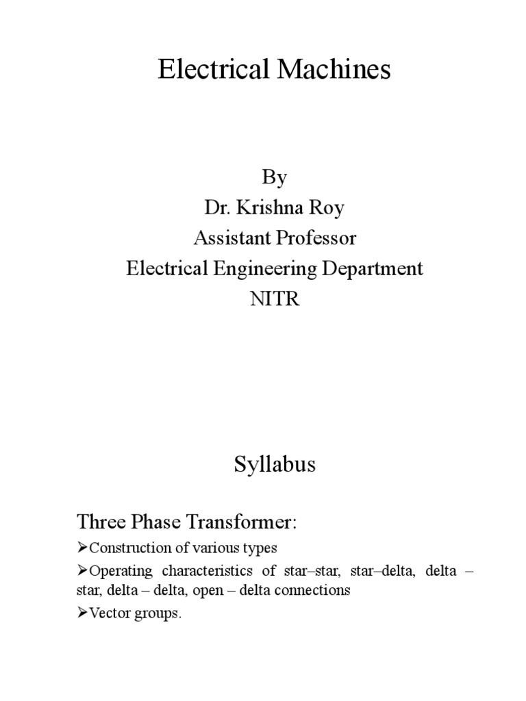 Three Phase Transformer Notes PDF Transformer Power Engineering