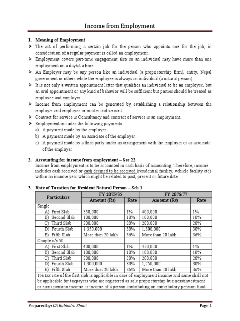 Income From Employment | PDF | Pension | Employment