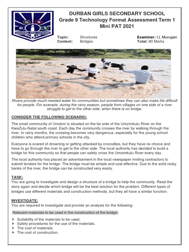 Durban Girls Secondary School Grade 9 Technology Formal Assessment Term ...