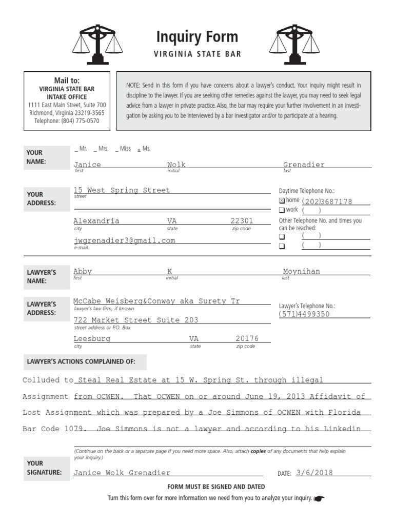 Lawyer Misconduct Complaint Form | PDF | Lawyer | Notary Public