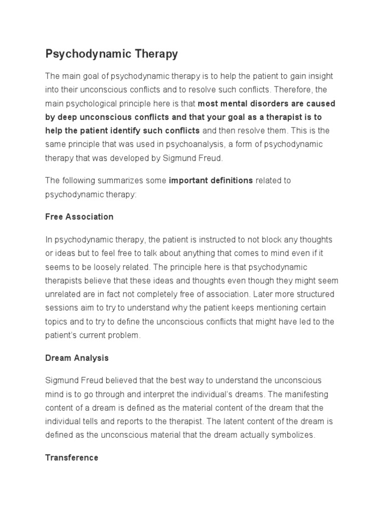 Insights into Psychodynamic Therapy | PDF