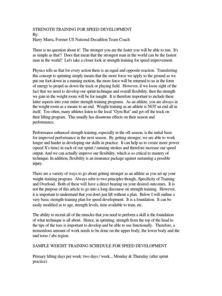 Strength Training for Speed Improvement | PDF | Strength Training ...