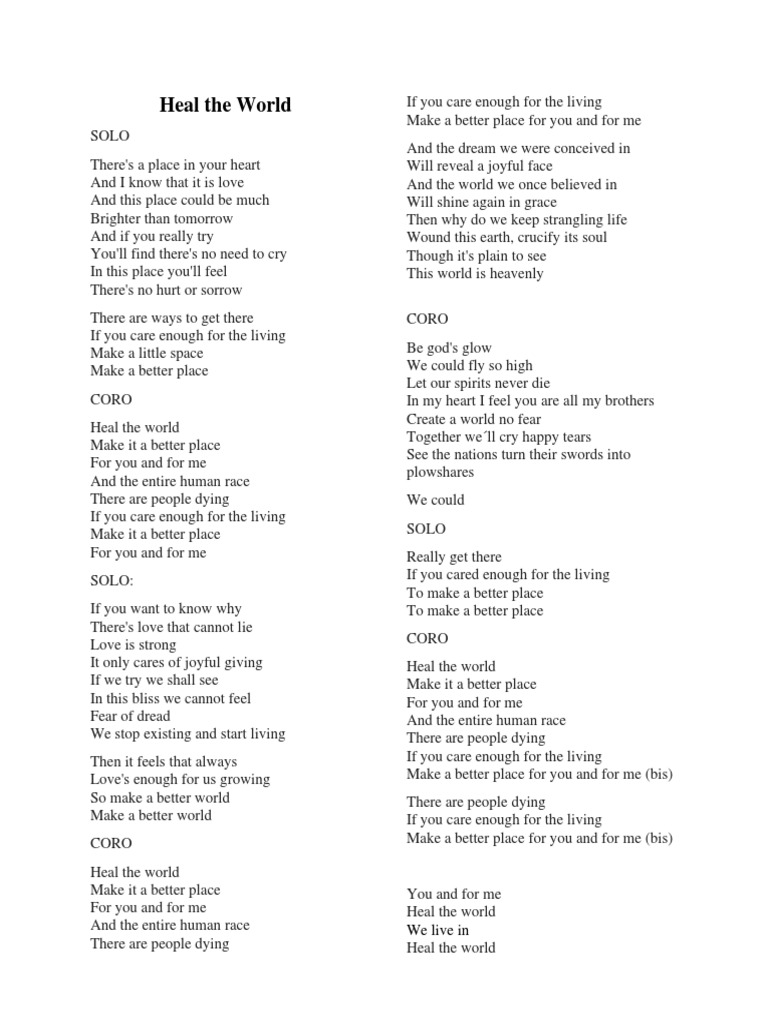 Heal The World Letra | PDF | Love