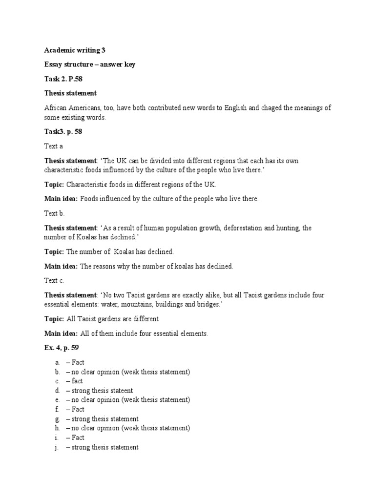 B1-2 Writing An Essay Answer Key | PDF