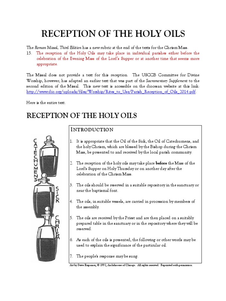 Parish Reception of Oils 2014 | PDF | Anointing | Confirmation