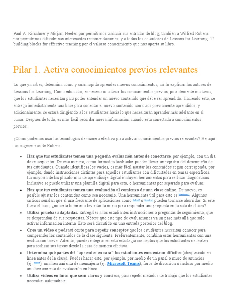 Paul Kirschner Mirjam Neelen 12 Pilares Pdf Blog Aprendizaje