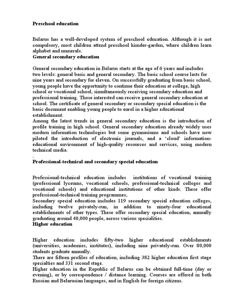 Belarus Education | PDF