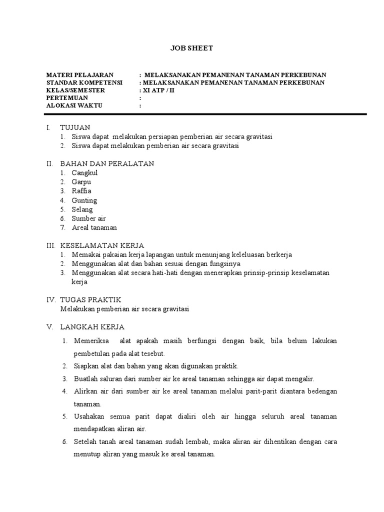 Job Sheet | PDF