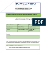 Lesson Plan Based On Content Based Instruction Template: To Talk About The Damage Pollution Caused To The Planet