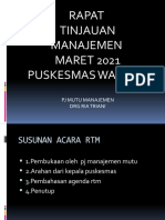 Rapat Tinjauan Manajemen MARET 2021 Puskesmas Way Mili: PJ Mutu Manajemen DRG Ria Triani